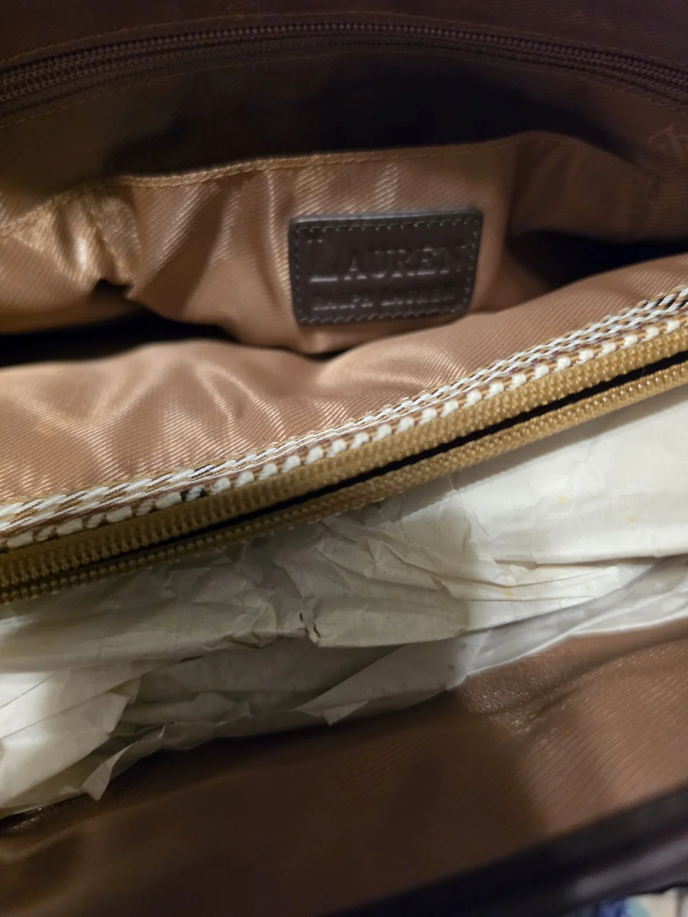 Lauren Ralph Lauren Brown Plaid Tote Bag